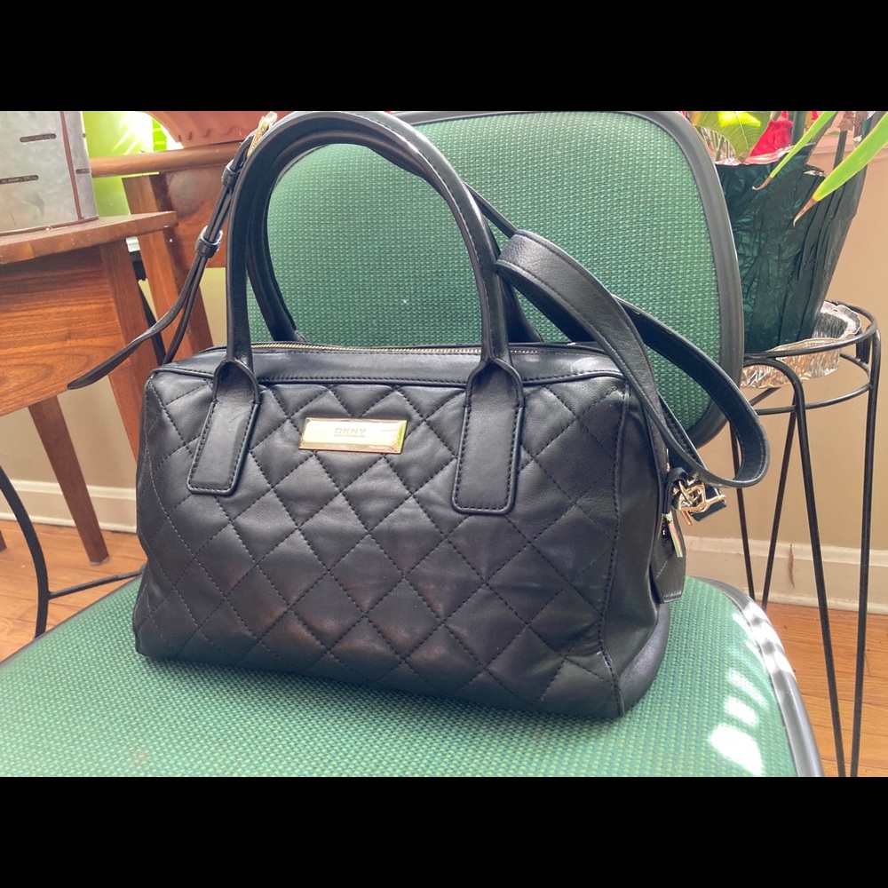 DKNY DONNA KARAN NY Black Quilted Soft Leather Bag